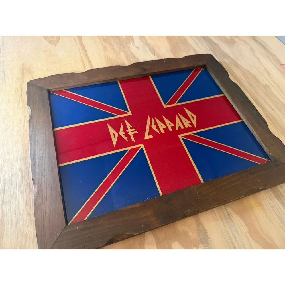 Vintage Def‎ Leppard 15x19 Wood Framed Wall Sign Art
